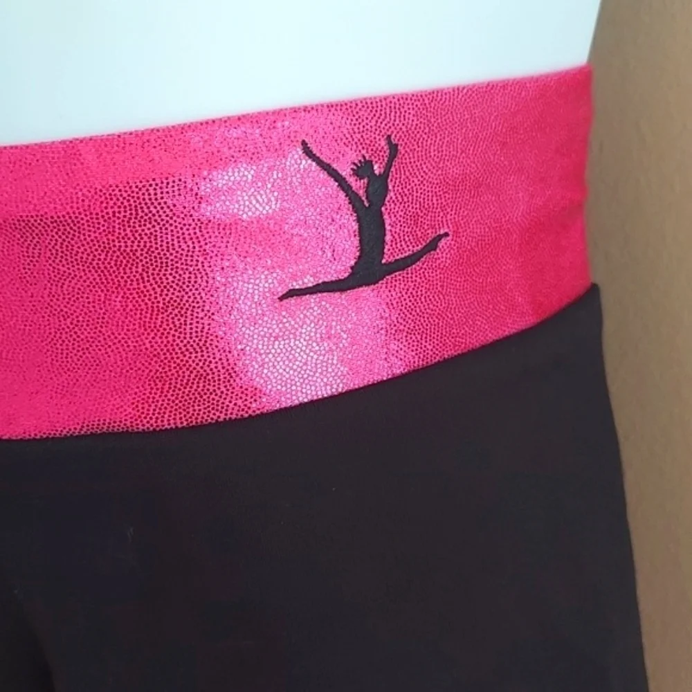 Tumblewear Gymsta hipster shorts for gymnastics, dance, cheer - black pink - 2xs